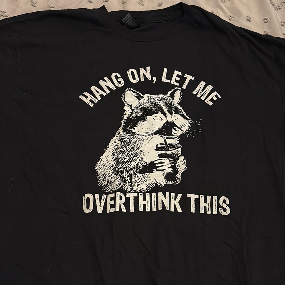 Black Gildan oversized Graphic Tee with Raccoon Print